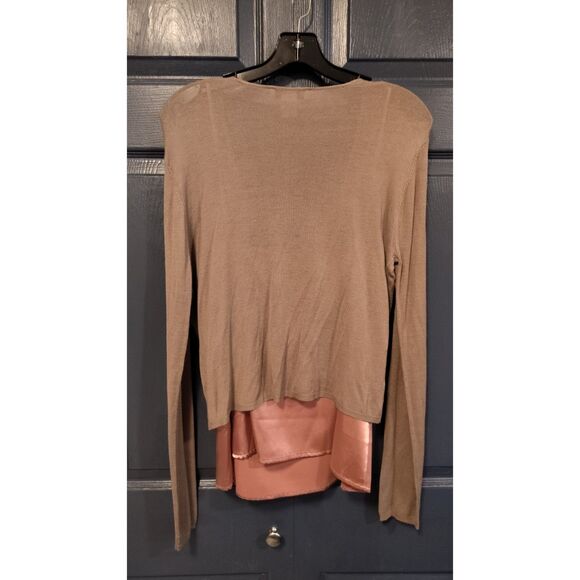 Newport News 2pc Set Large Brown Long Sleeve Sweater And Pink Cami Size 14 - Picture 2 of 10